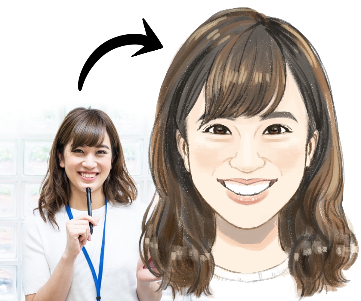 プロフィール向きの似顔絵お描きします ◾️正面向き◾️えり元まで