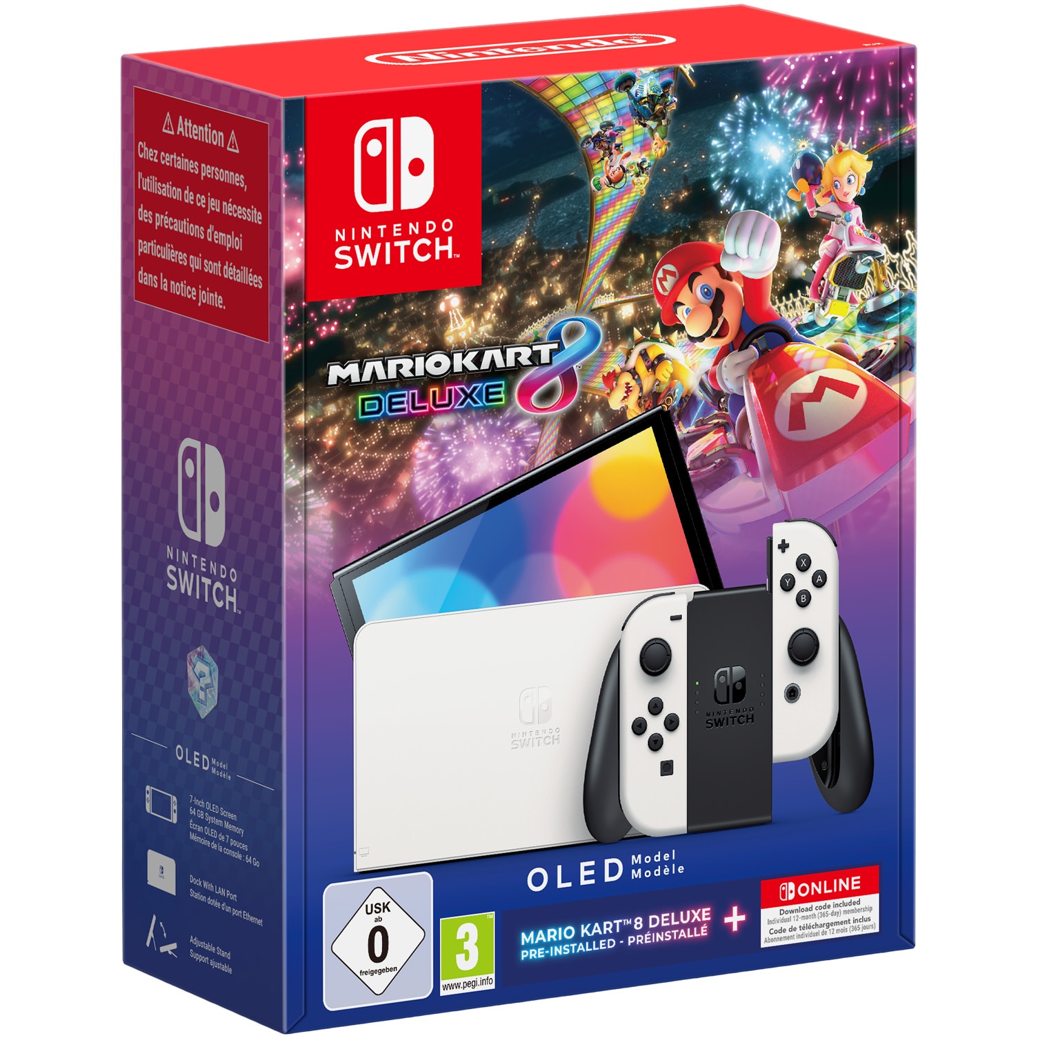 Consola Nintendo Switch OLED (White) + joc Mario Kart 8 +