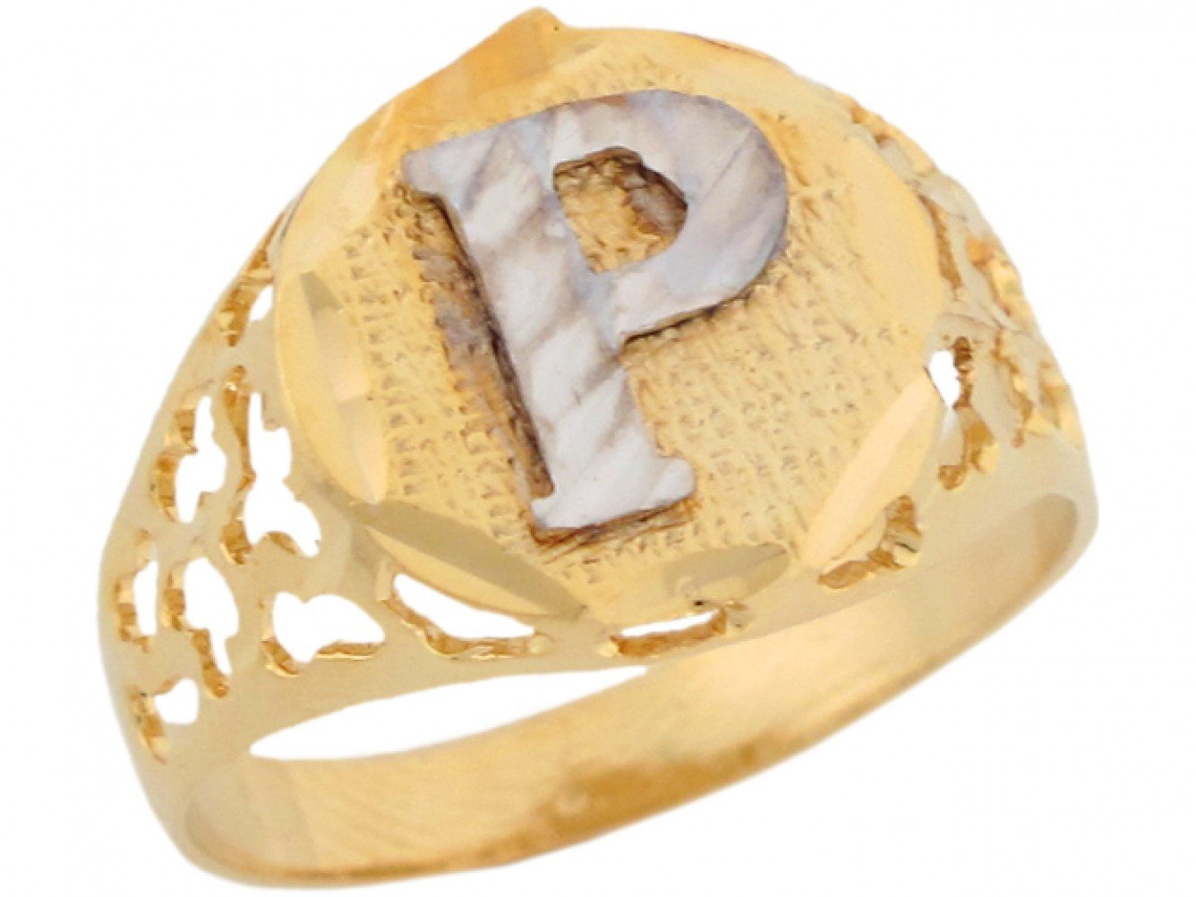 Two Tone Gold Unique Filigree Letter Y Stylish Ladies Initial Ring