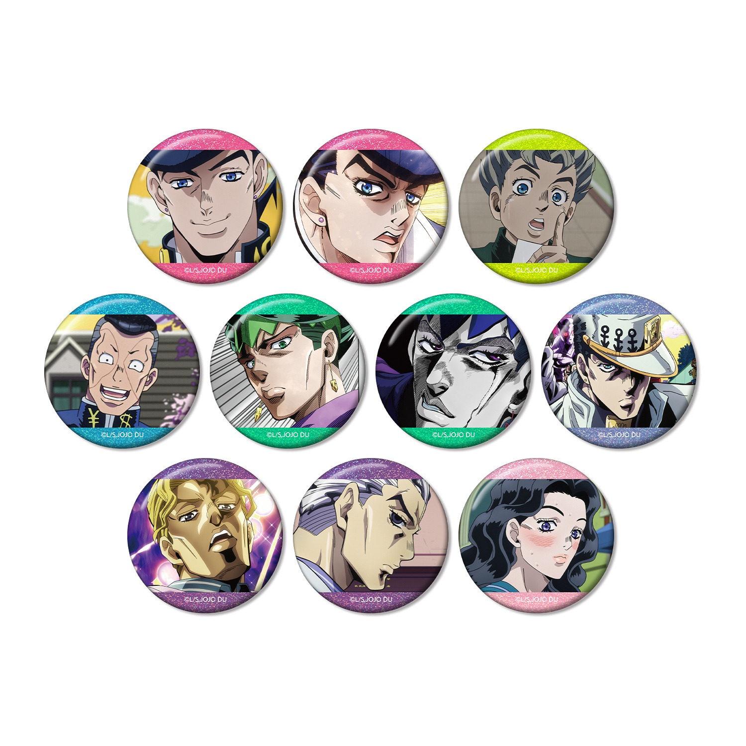 ジョジョの奇妙な冒険 アニメ10周年記念展 75mm 缶バッジ ミスタ 24点