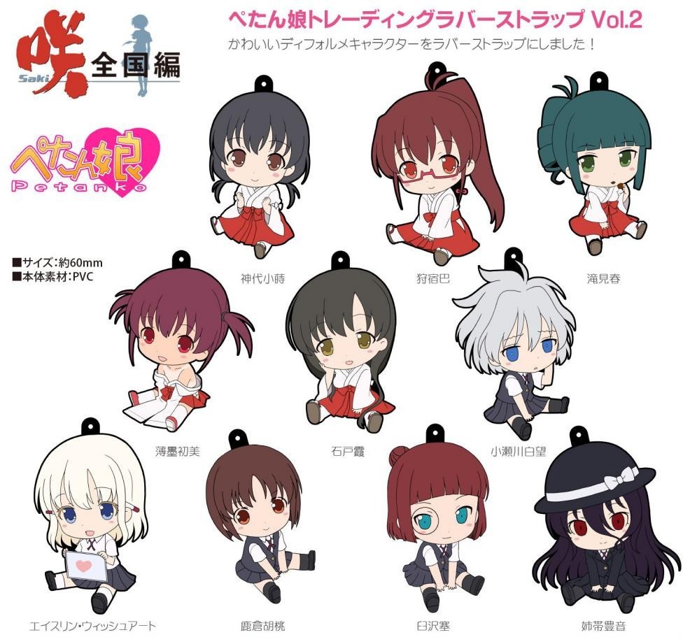 咲-Saki-全国編 ぺたん娘トレーディングラバーストラップ Vol.2 10個