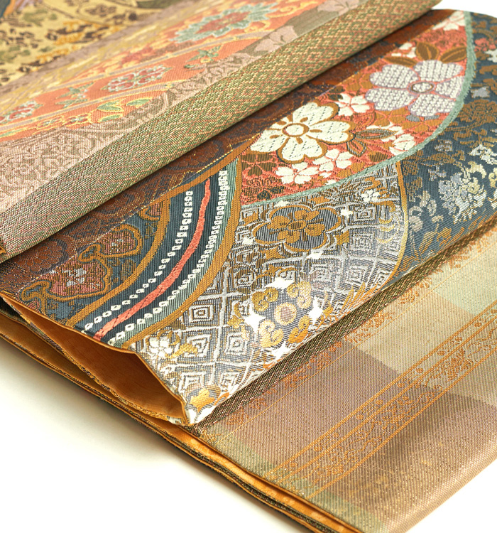 仕立て上がり】切嵌 全通柄 正絹 長尺袋帯 良品 No.5ZH-0364-00の通販