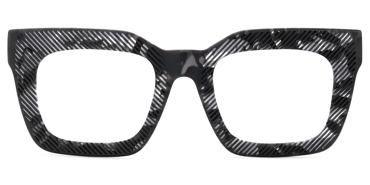 Thick Square Eyeglasses With Black Marble Color | Zeelool