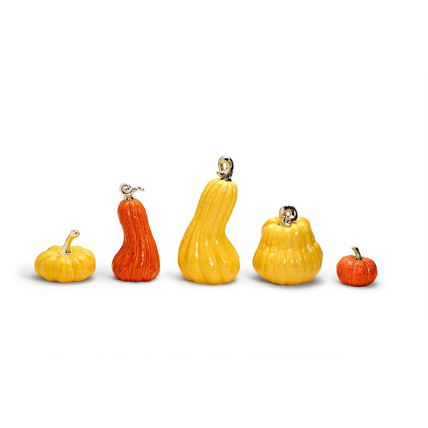 S/5 Pumpkins with Gold Stem Includes 4 Styles in 2 Colors