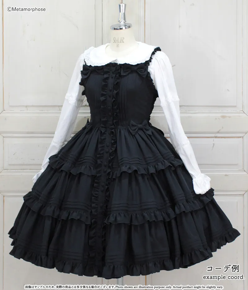 ピンタックティアードジャンパースカート - ワンピース、ジャンパー