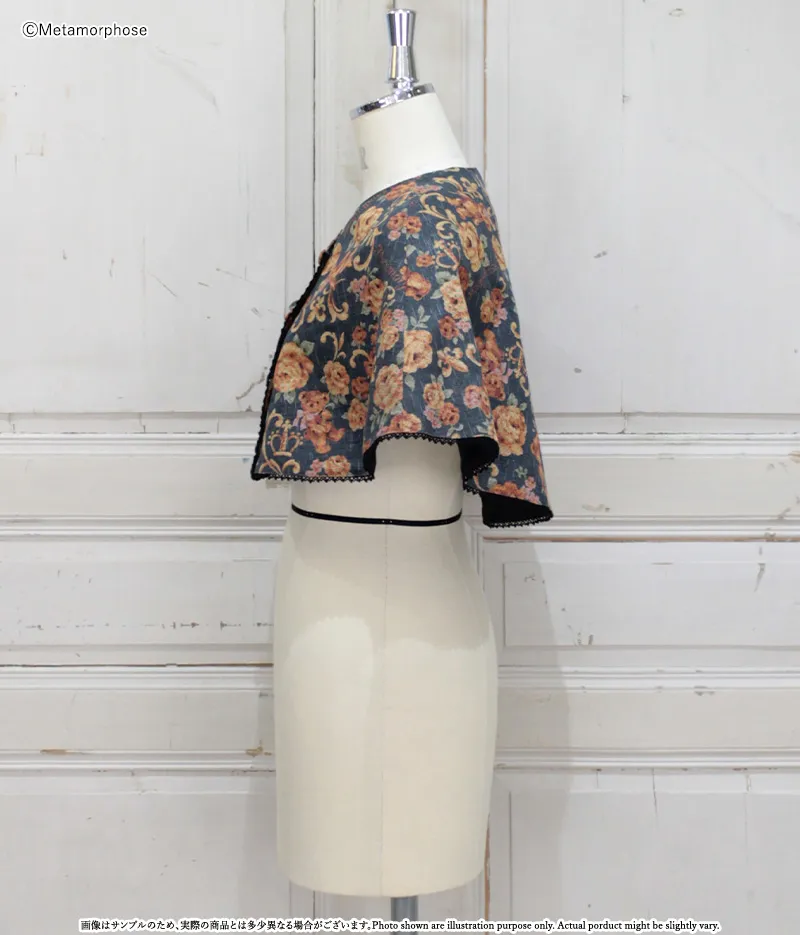 ゴブラン風くまちゃんダブルボタンケープ - コート、ケープ