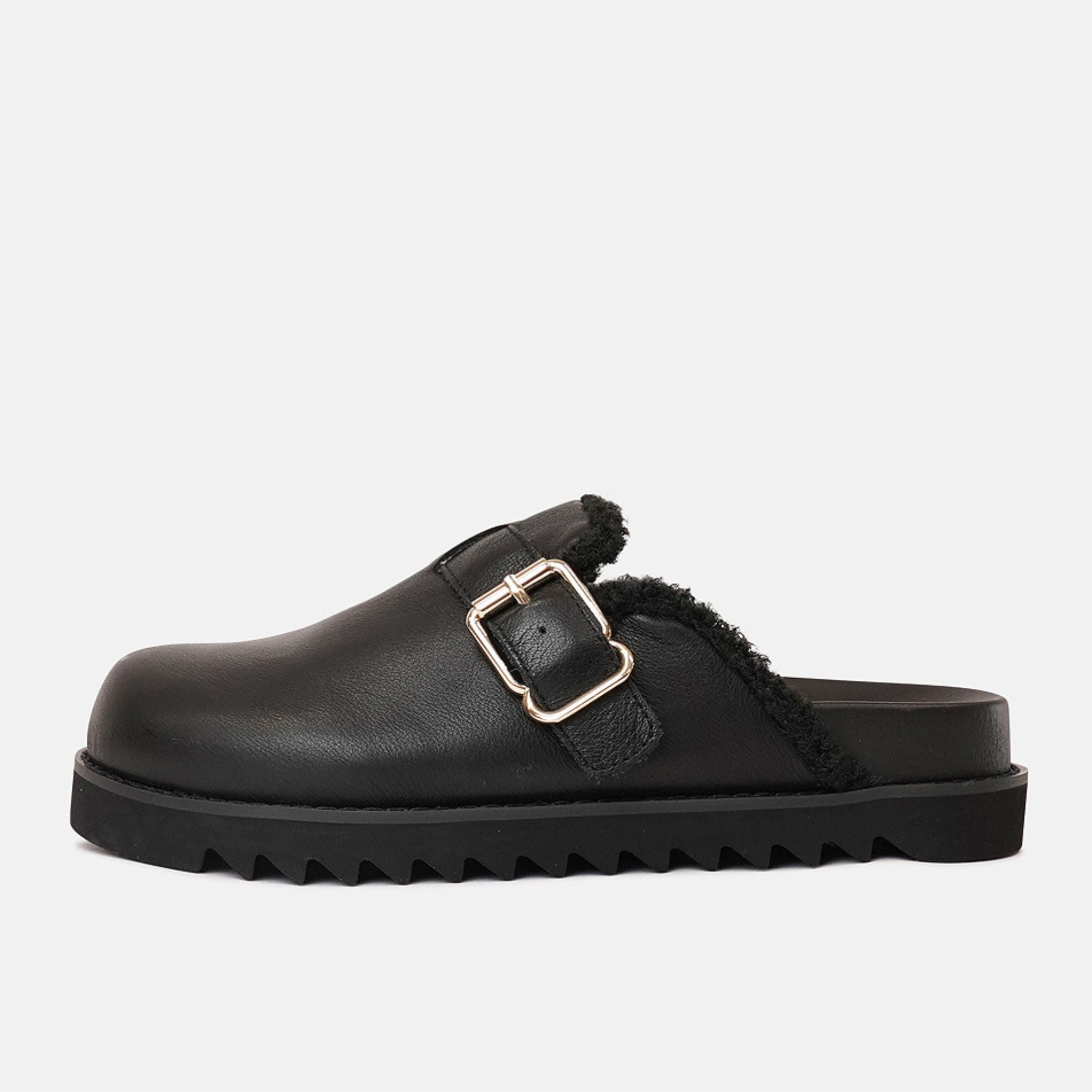 Merchah Black Leather Mules by Mollini – Shouz
