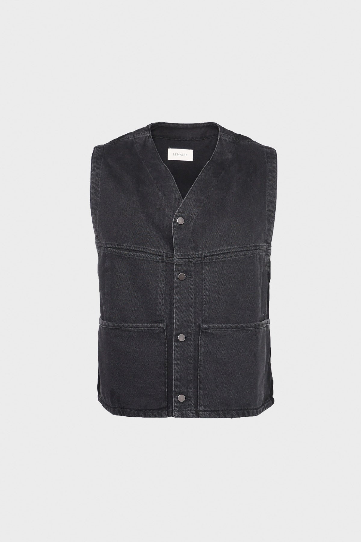 Lemaire 4 Pocket Gilet | Denim Soft Bleached Black | Canoe Club