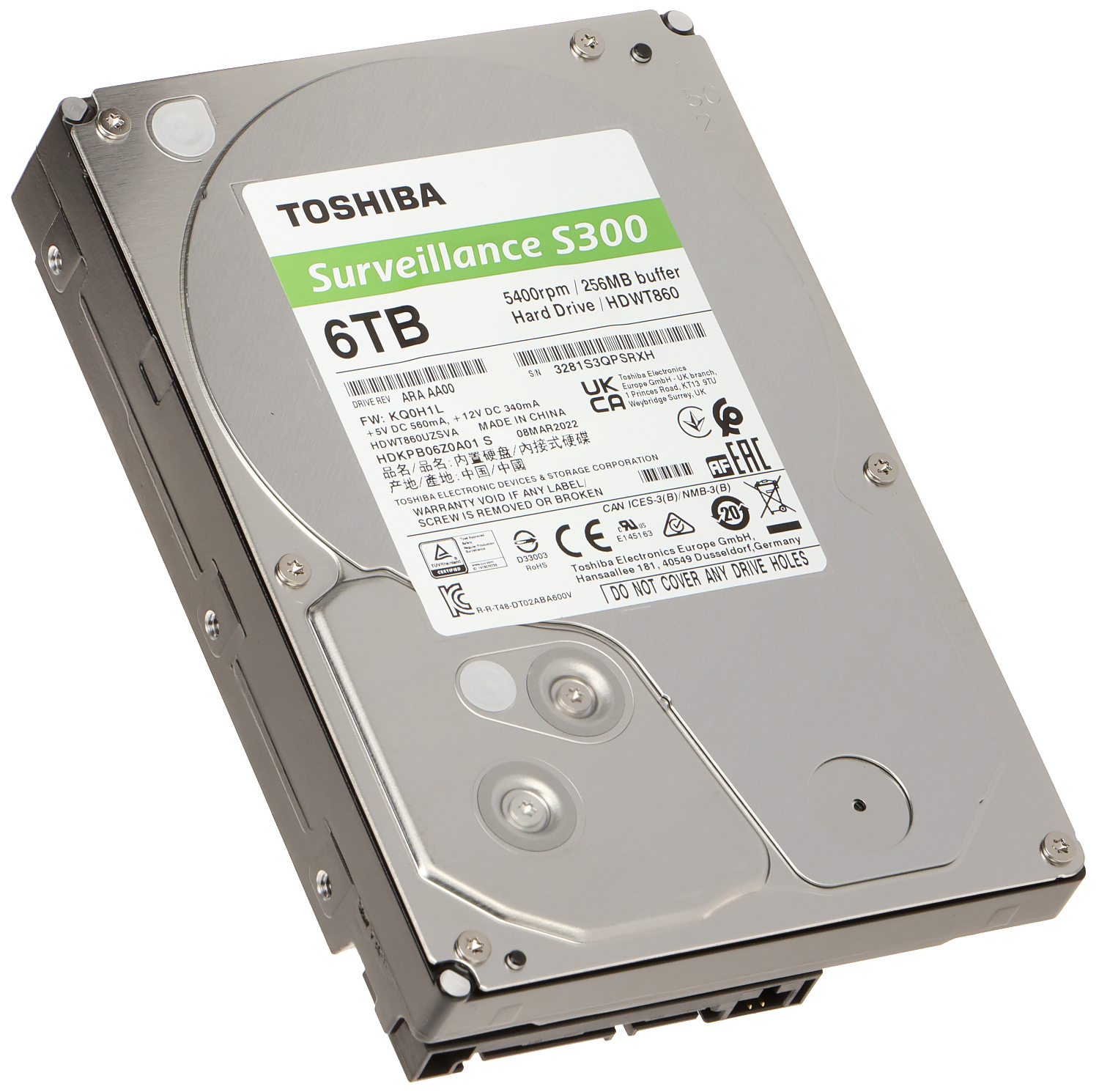 HDD FOR DVR HDD-HDWT860UZSVA 6TB 24/7 TOSHIBA - HDDs - Delta
