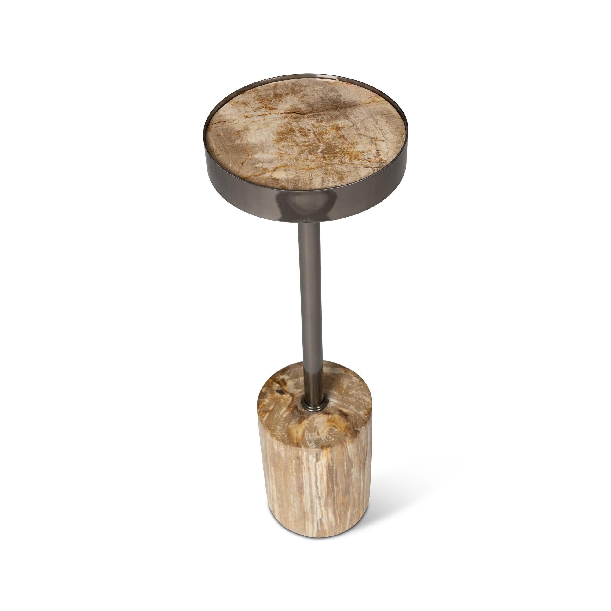 RELIQUE TABITHA PETRIFIED WOOD DRINK TABLE IN UNIQUE DESIGN
