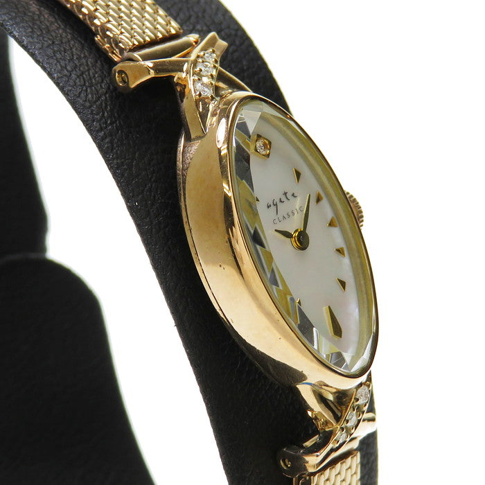 agete/アガット】 クラシック 腕時計 K10ゴールド/GP/シェル