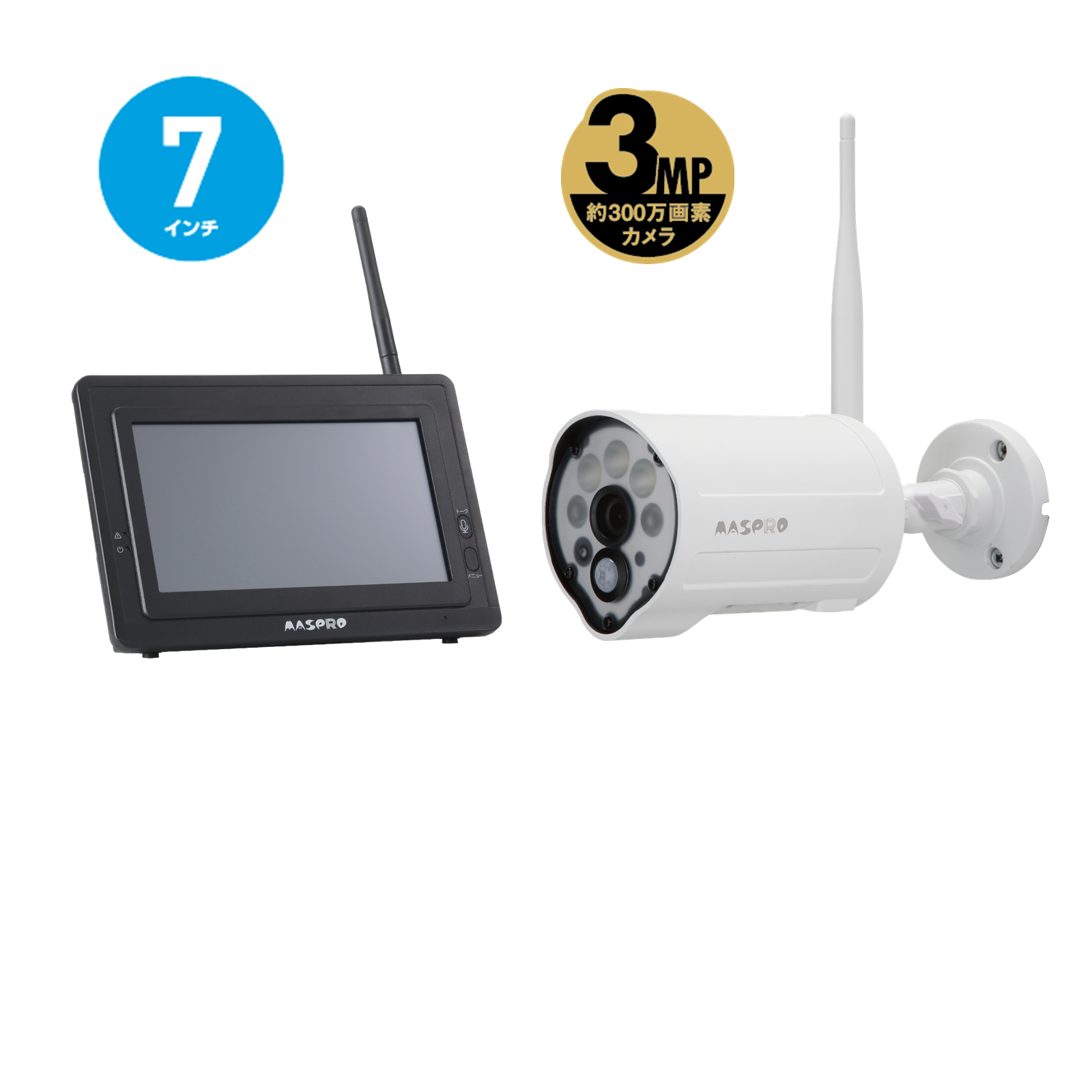 WC3A7ML (7インチモニター モニター：ブラック、カメラ：ホワイト