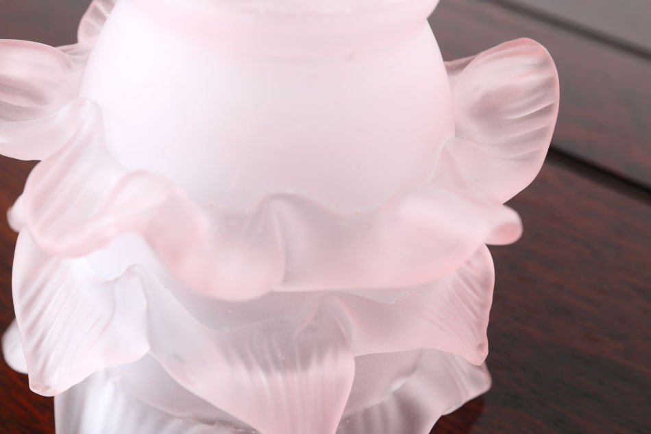 ローズピンク フロストガラス フリルランプシェード｜アンティーク家具