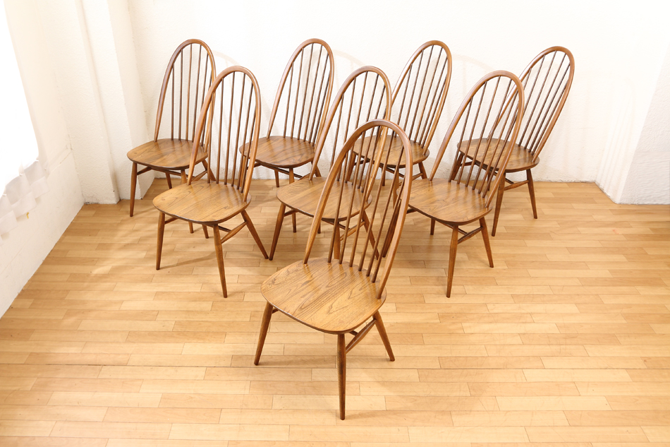 アーコールERCOL No875 クエーカーダイニングチェア8脚セット