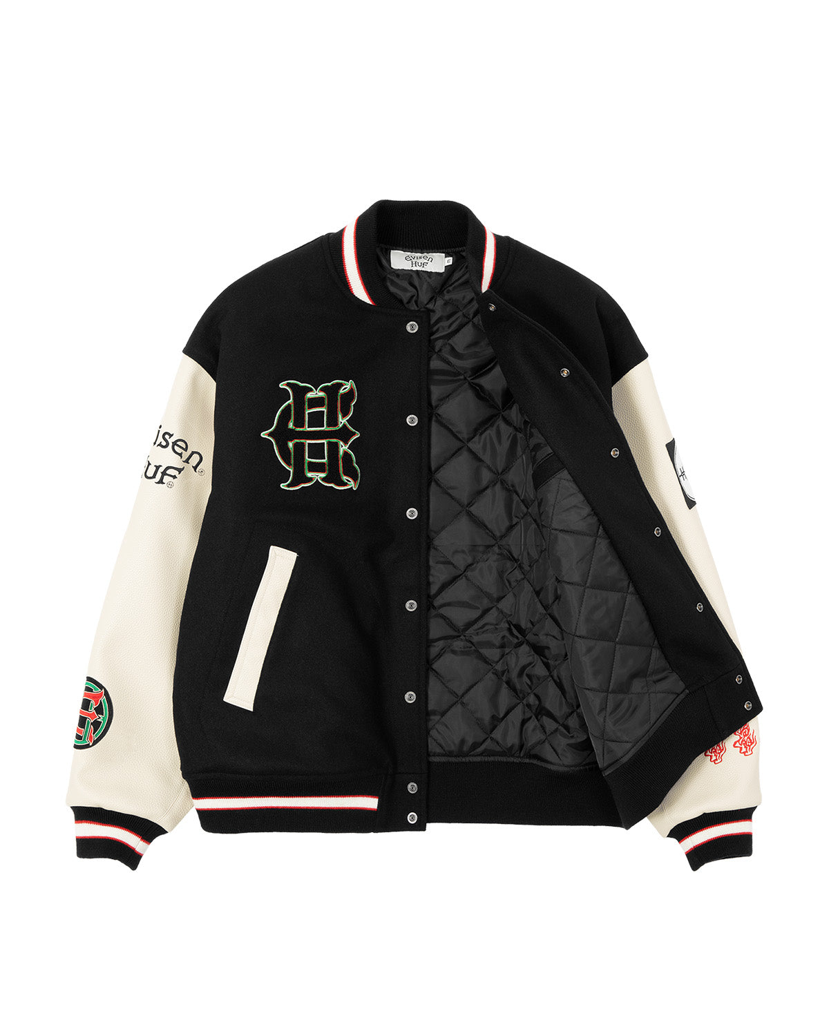 HUF x EVISEN STADIUM LOGO JACKET - BLACK – Evisen Skateboards ゑ