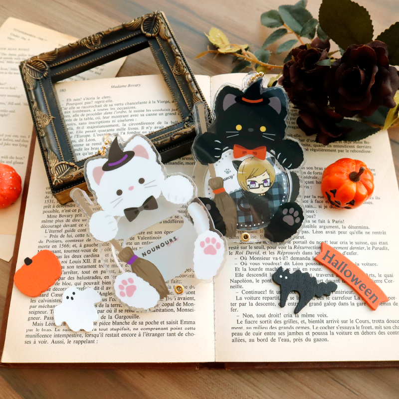 缶バッジアクリルフレーム アニマル ハロウィン パンプキンうさぎ