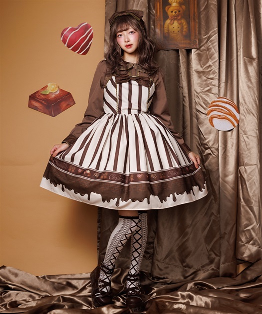 ボンボンショコラ柄ジャンパースカート【受注生産】 | Chalmiere