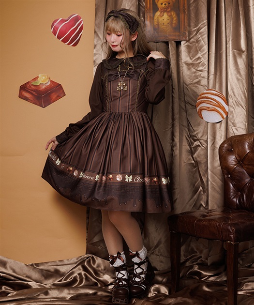 ボンボンショコラ柄ジャンパースカート【受注生産】 | Chalmiere