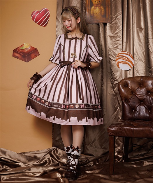 ボンボンショコラ柄ワンピース【受注生産】 | Chalmiere | axes femme