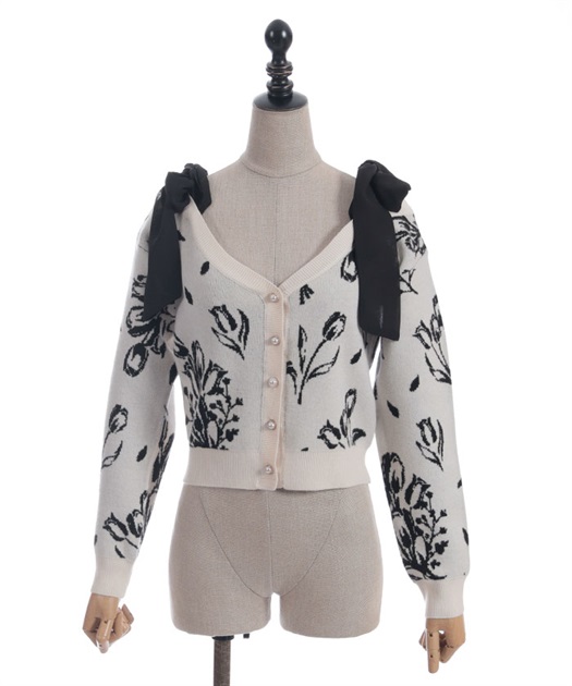 フラワージャカードニットカーディガン | POETIQUE | axes femme