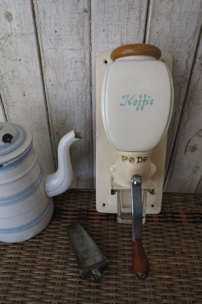 コーヒーミル 壁付け PE DE ペデ ホワイト×ブルー コーヒー