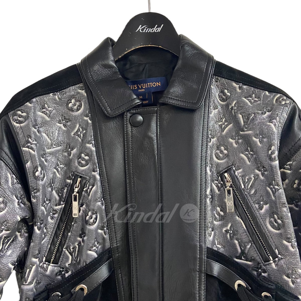 LOUIS VUITTON(ルイヴィトン) レザー切替モノグラムクロップドブルゾン