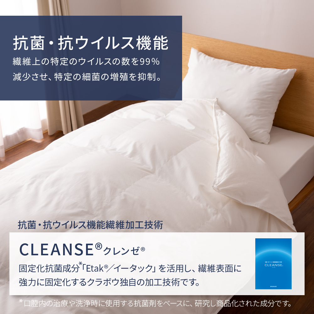 抗菌・抗ウイルス加工・肌掛けふとん ホワイトグース90% - 甲州羽毛