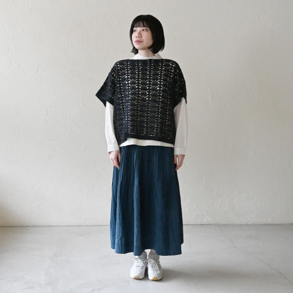 手織藍染タテシマピンタックスカート - 【シサム工房 公式OnlineStore