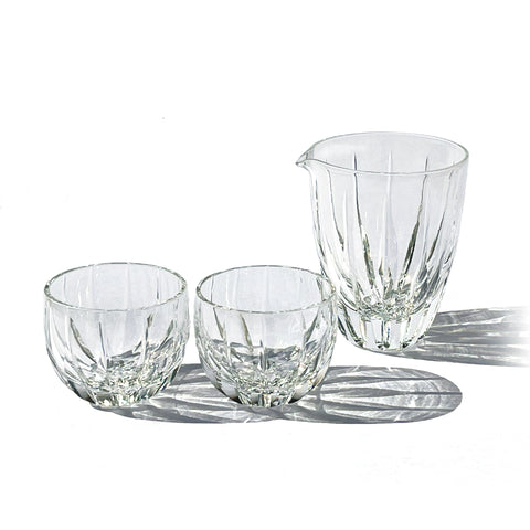 江戸切子 伝統工芸士 木村泰典 作 剣菱 酒器三点揃 透き ｜江戸切子