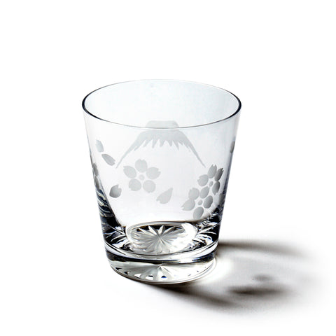 江戸切子 富士山に桜 オールドグラス 透き【名入れ無料】 ｜江戸切子