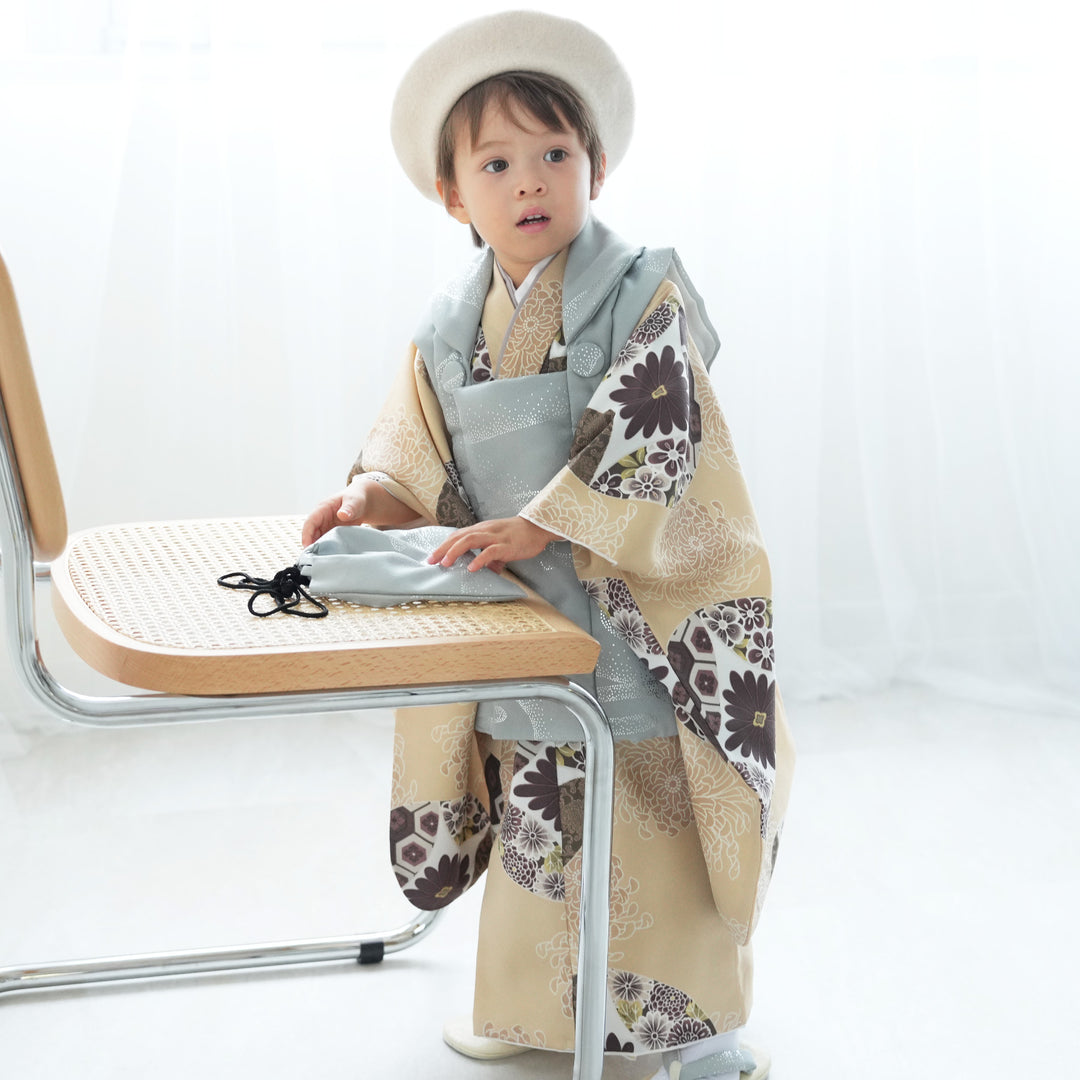 レンタル】七五三 3歳 男の子 ひよこ商店 被布セット 子供 kids 三つ身