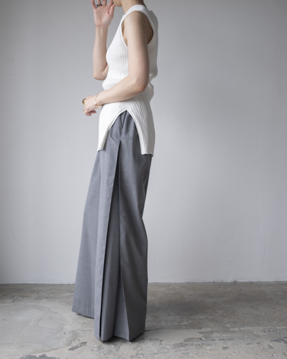 VONIQUE / ENFOLD/ SIDE-TUCK WIDE-PANTS (T.GRY)