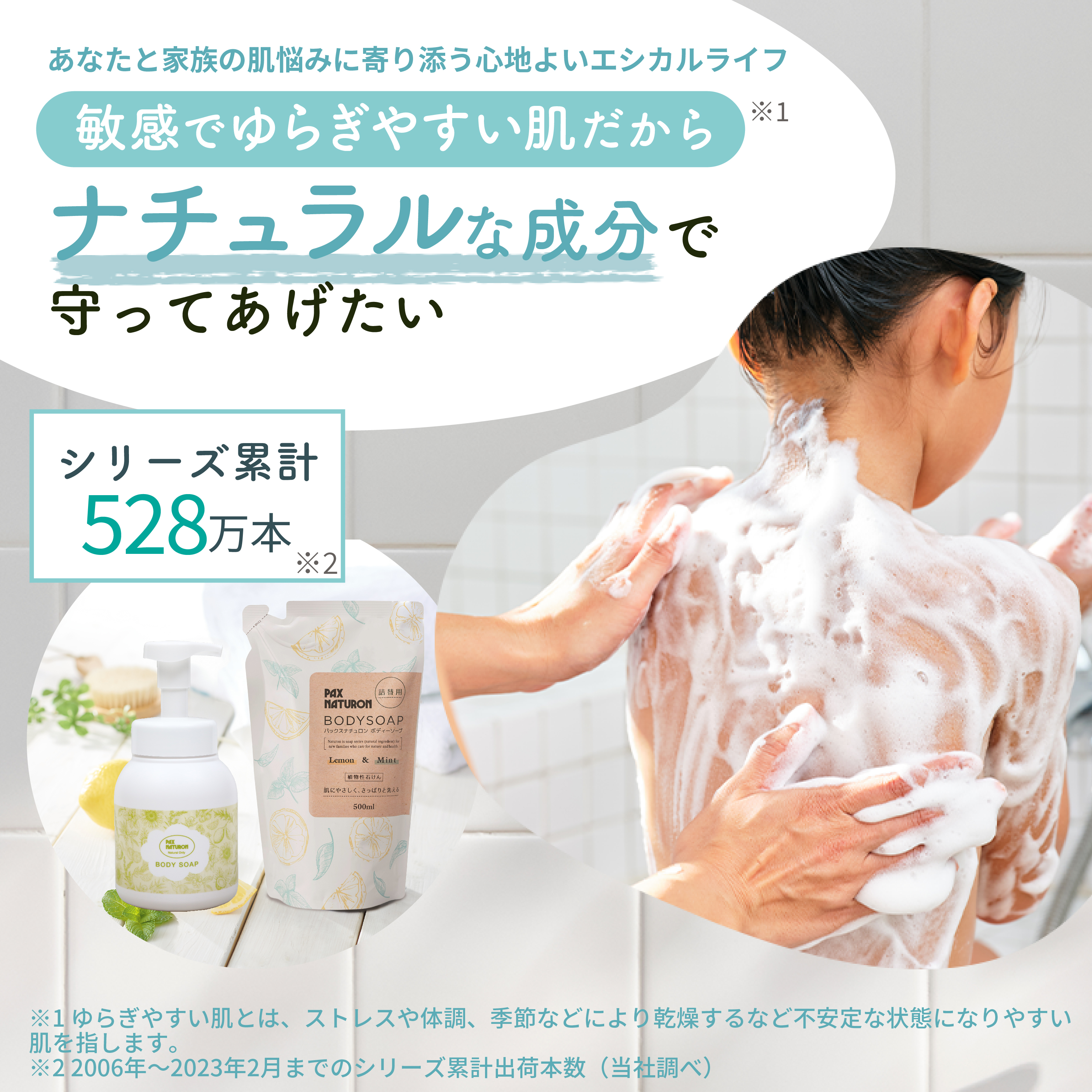 泡ボトルセット（ボディーソープ レモン＆ミント 詰替用 500mL、濃密泡