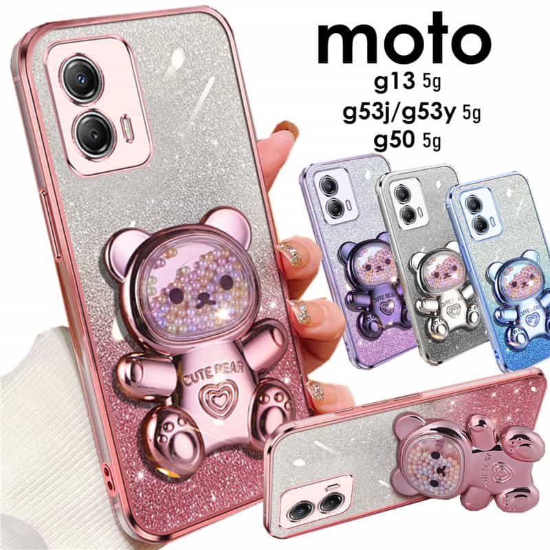 moto g53y 5g スマートフォン ペールピンク クリアケース付き moto