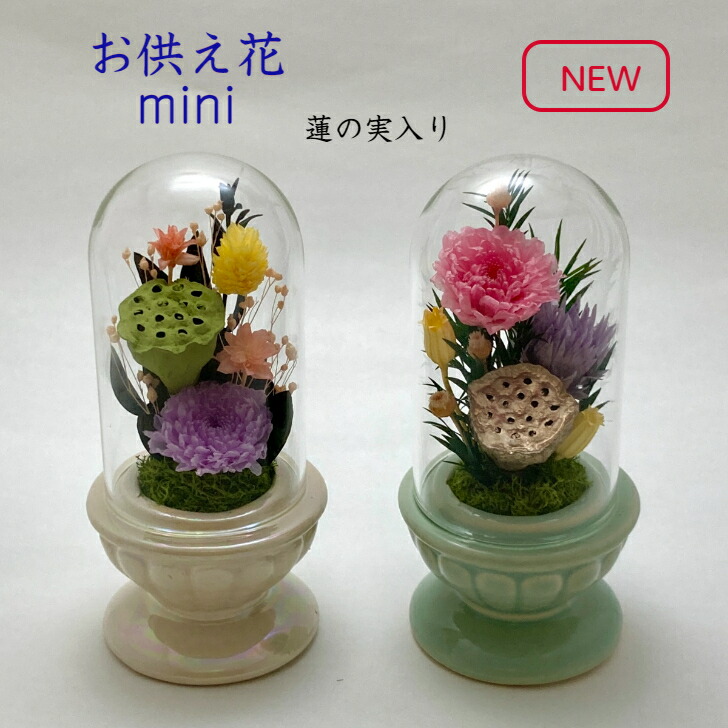 楽天市場】【プリザーブドフラワー仏花 蓮の実入り】 ミニミニ ガラス