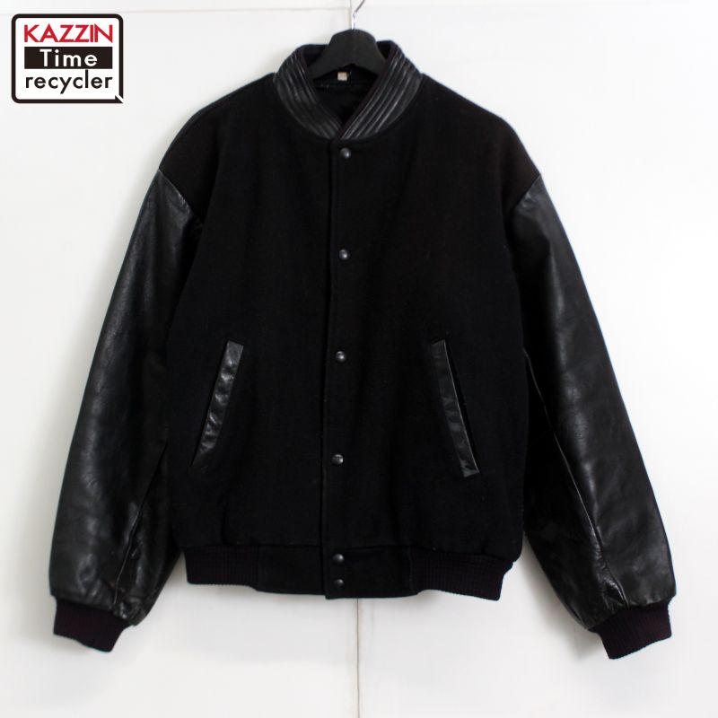 楽天市場】00s 袖レザー ウール スタジャン 古着 ☆ メンズ 表記M