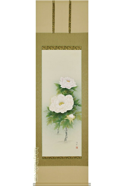 楽天市場】掛け軸 牡丹 (鈴木優莉) 送料無料 【掛軸】【一間床】【丈の