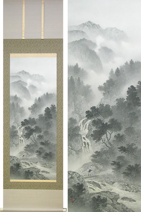 楽天市場】掛け軸 水墨山水 (唐沢玄堂) 送料無料 【掛軸】【一間床