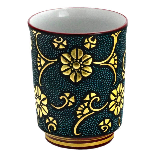 楽天市場】仲田錦玉 九谷焼丸酒盃 渦打青粒盛金宝相華唐草 内に桜