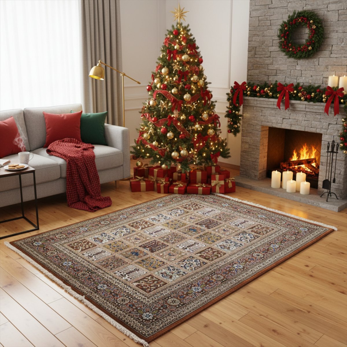 楽天市場】ペルシャ絨毯 【本物イラン産】 クム産 ヘシュティデザイン