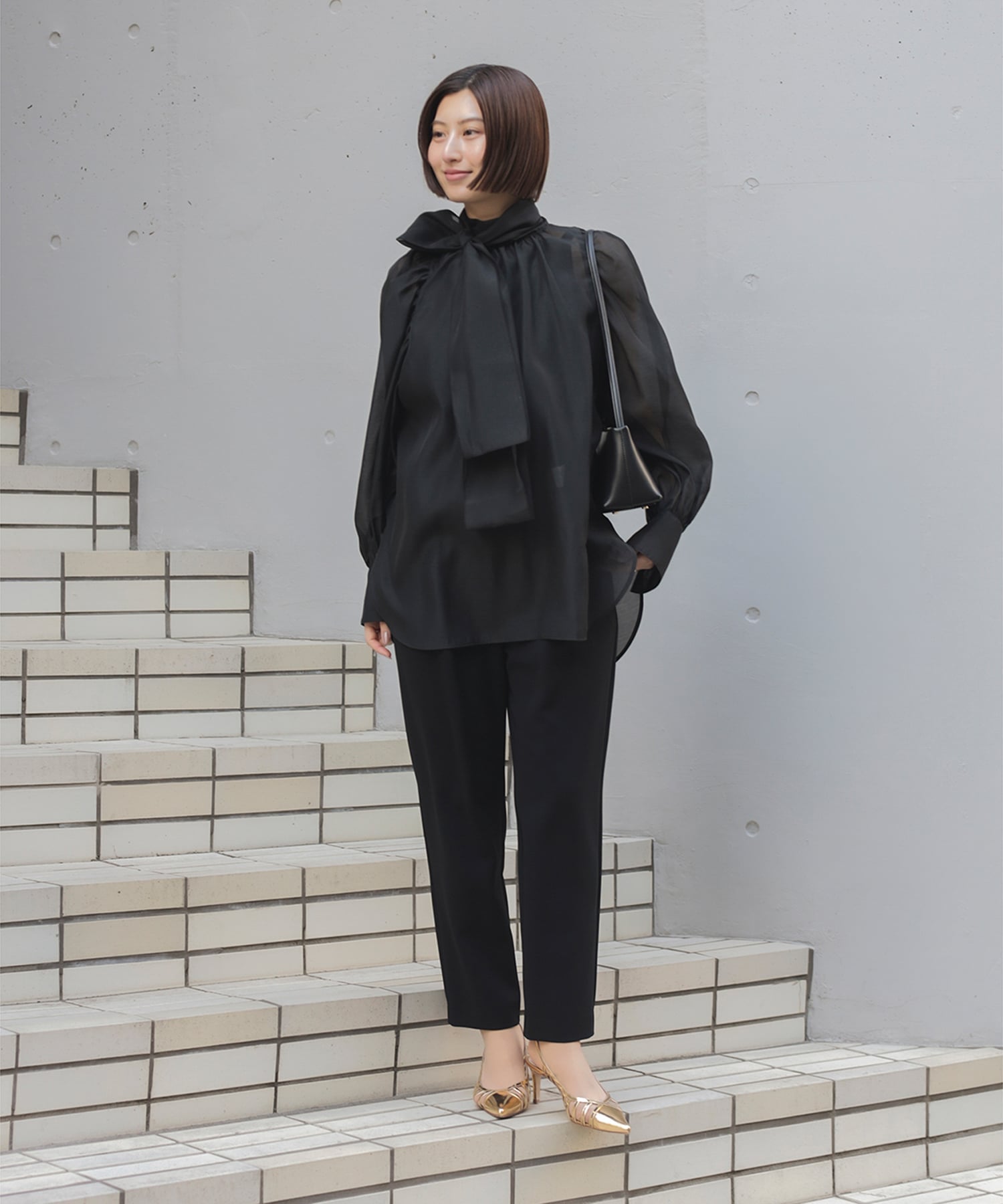 Demi-Luxe BEAMS 【ビームスの百名品】オーガンジー リボンブラウス