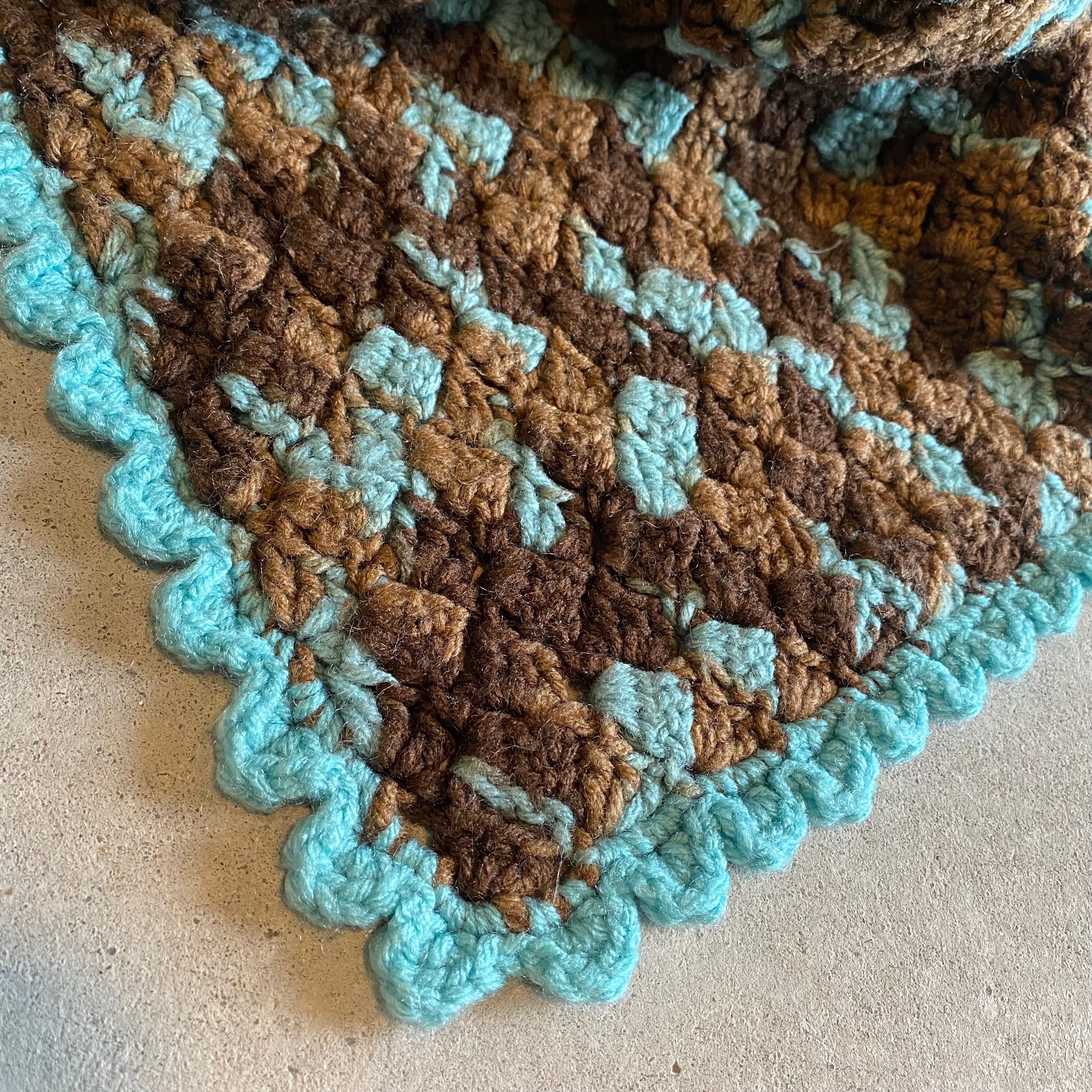 1970s USA vintage】グラニーブランケット ブルー×ブラウン – 雑貨屋ポッポ