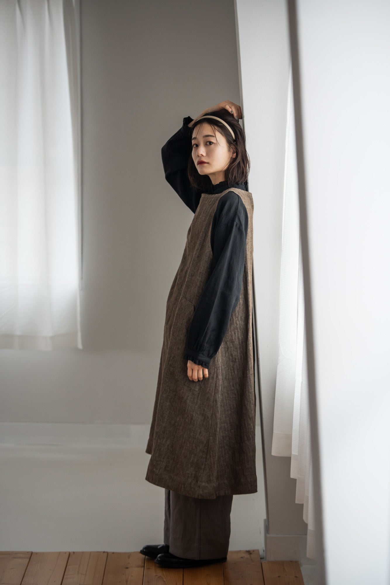 YARRA へリンボンポケットジャンパースカート YR-1544-206