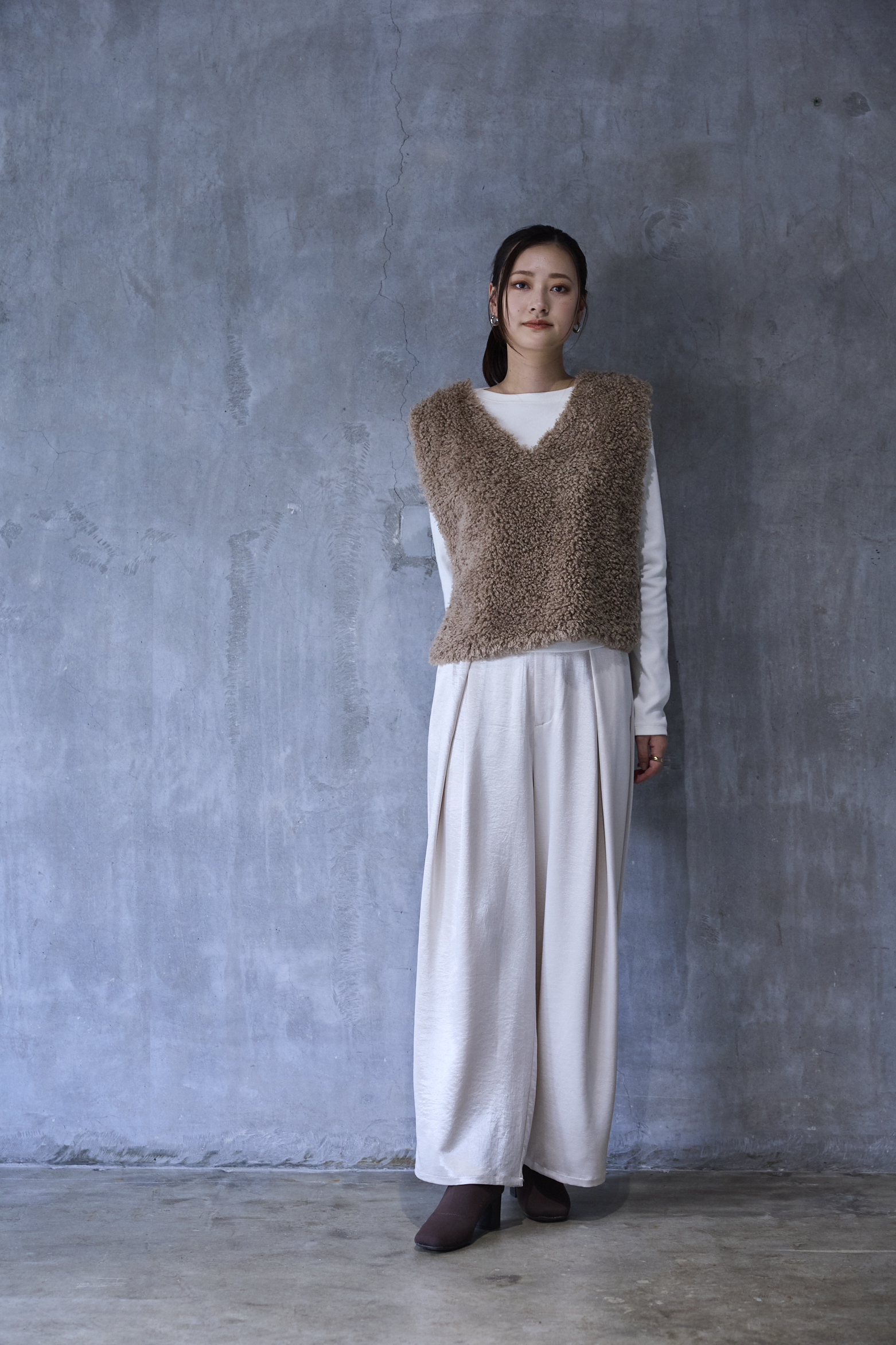 サテンタックワイドパンツ【セットアップ対応】 - YEVS