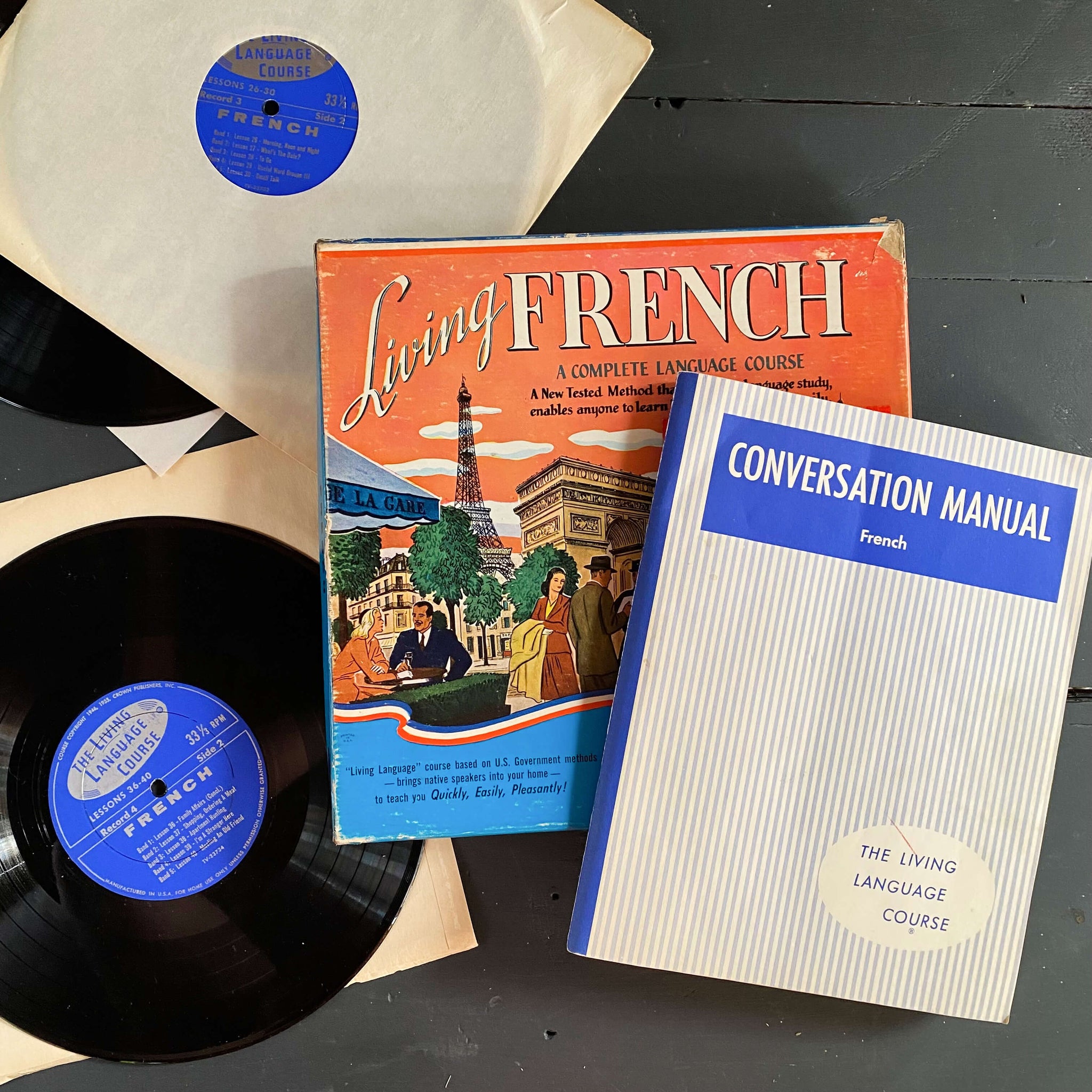 Vintage 1960s French Language Vinyl Record Course - Living French