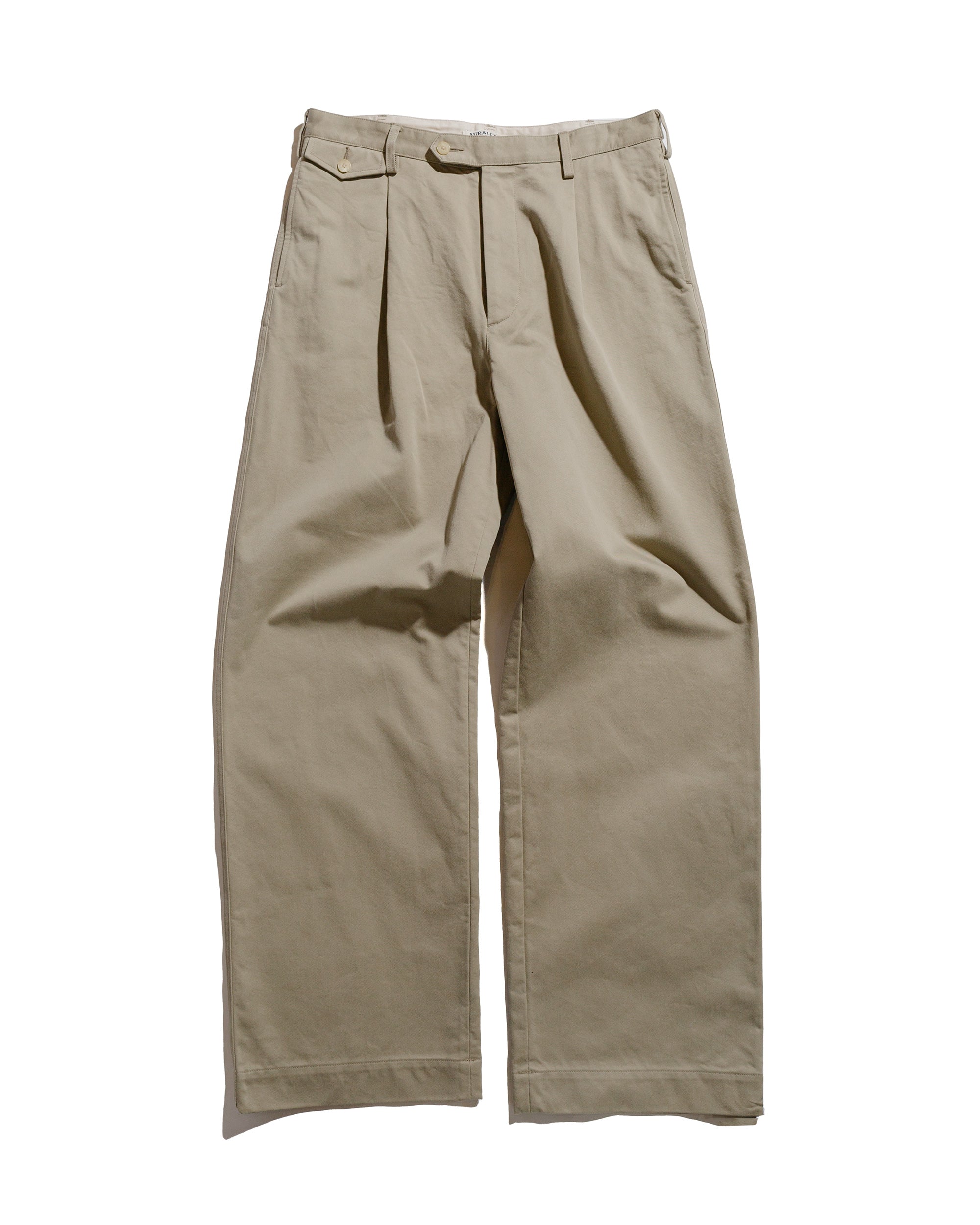 Auralee Washed Finx Chino One-Tuck Pants Light Khaki