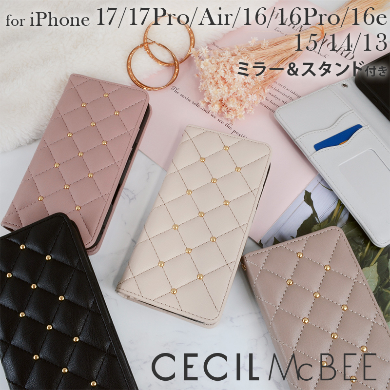 CECIL McBEE（セシルマクビー） iPhone17 ケース 手帳型 キルティング