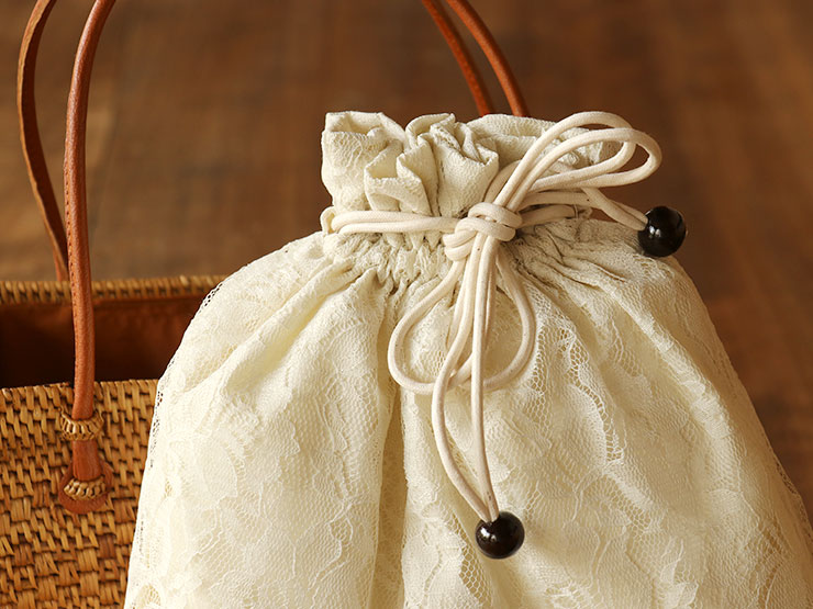 再入荷!] 巾着・カゴバッグ 「撫松庵」夏バッグ アーガイル柄