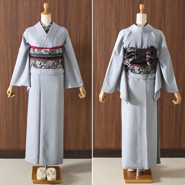 洗える着物 街着屋 江戸小紋 単衣 鮫小紋 錆浅葱 M L サイズ 日本製