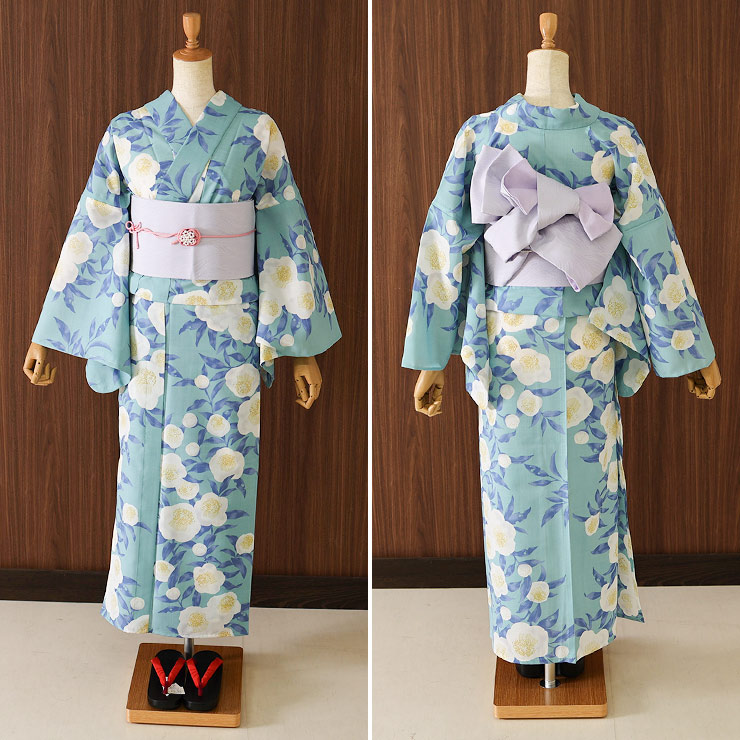 撫松庵] 半幅帯 細帯 リーフ (105-302-001 61 ラベンダー) 日本製